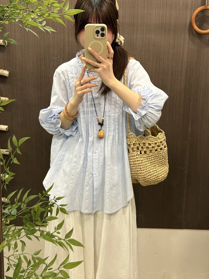 LD（3867）日系花边领多折衬衫  FL