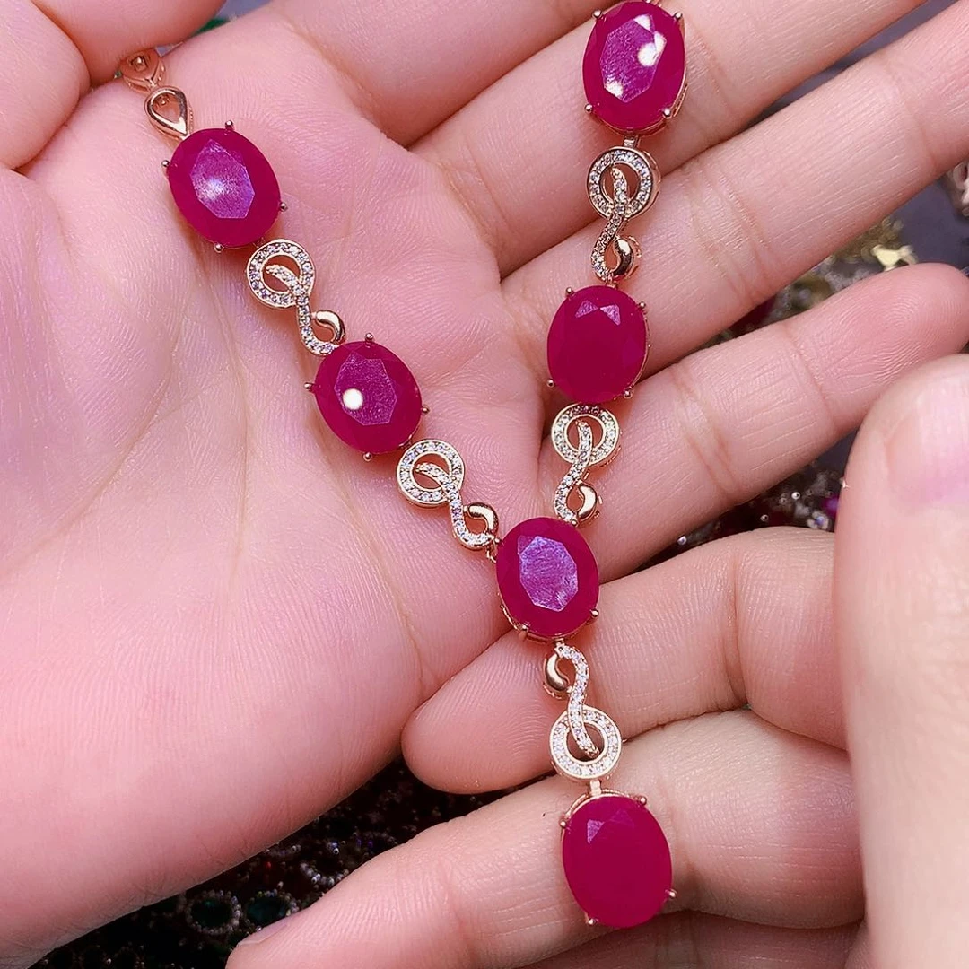 颈饰银S925镶嵌红宝石