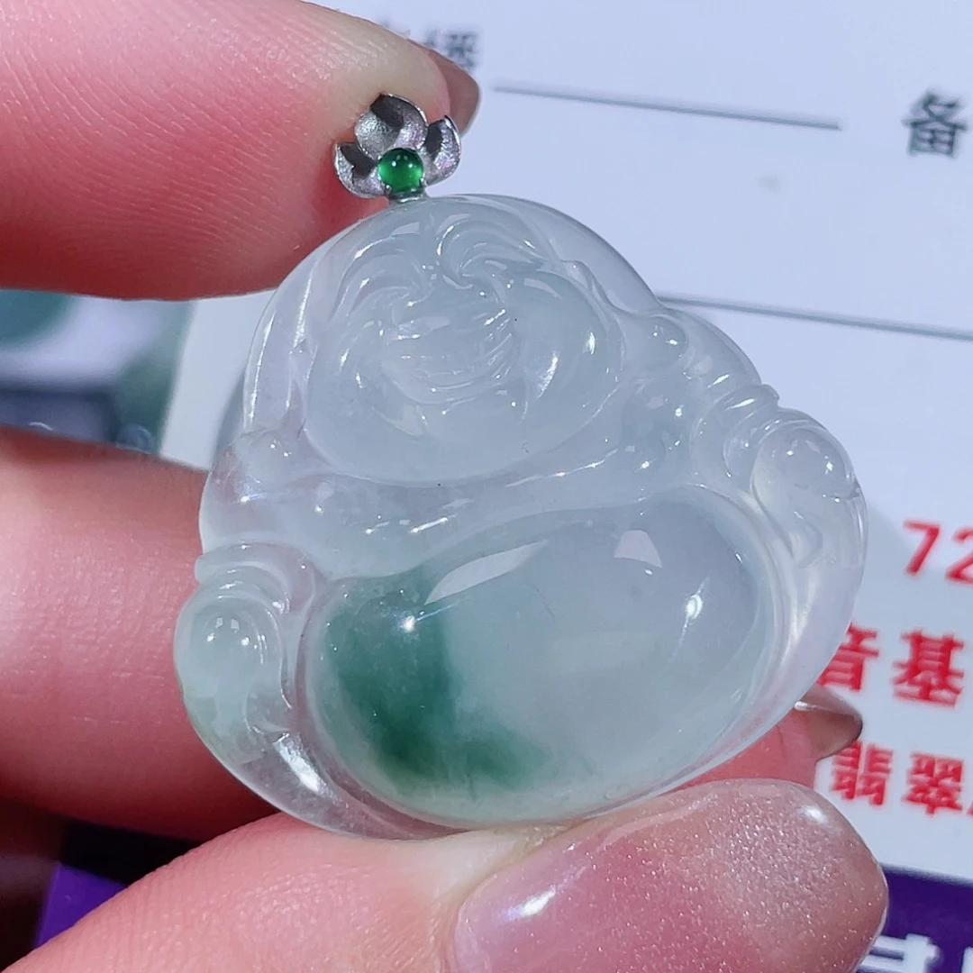 颈饰18K金镶嵌翡翠佛公