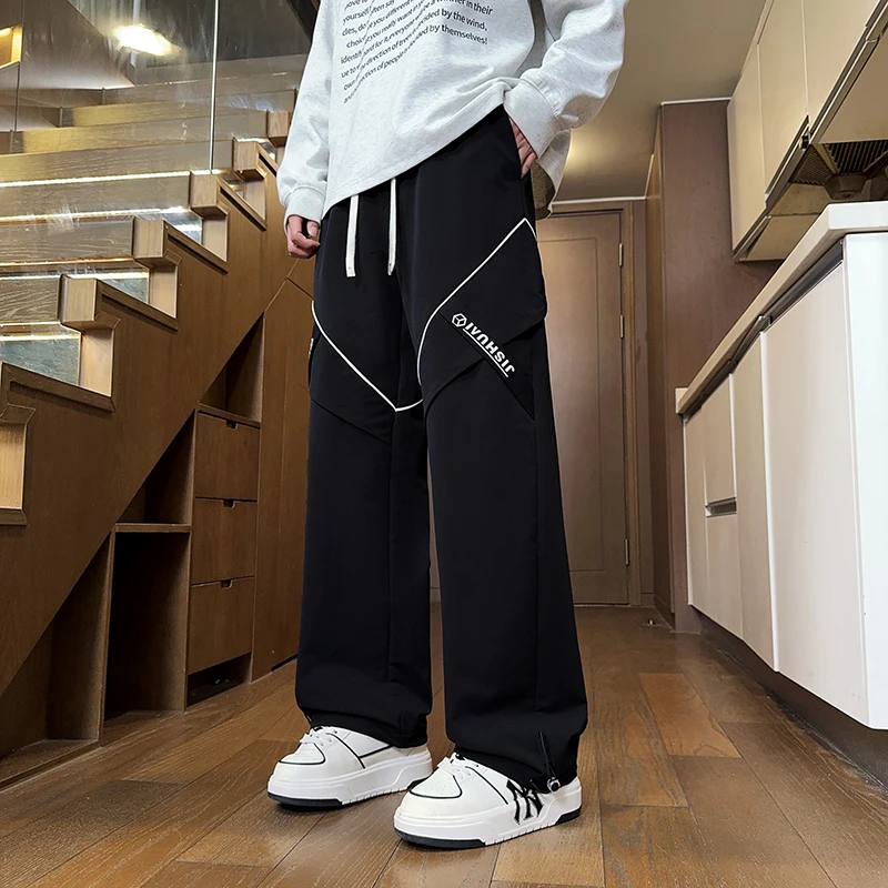 男士秋季新款宽松休闲裤休闲美式高街垂感工装裤春秋男装长裤子潮