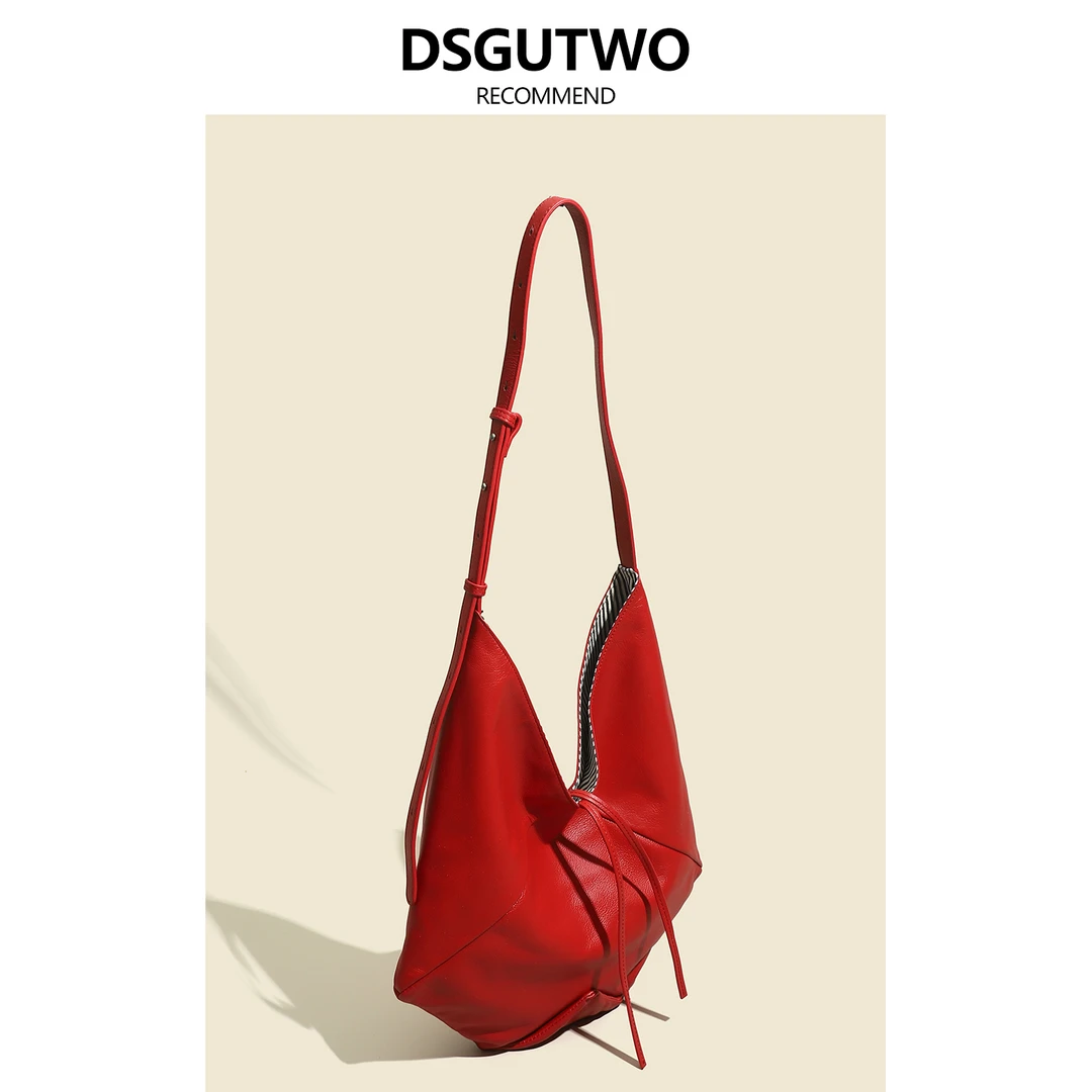 DSGUTWO 头层牛皮大容量托特高级感慵懒风2025新款单肩斜挎通勤包