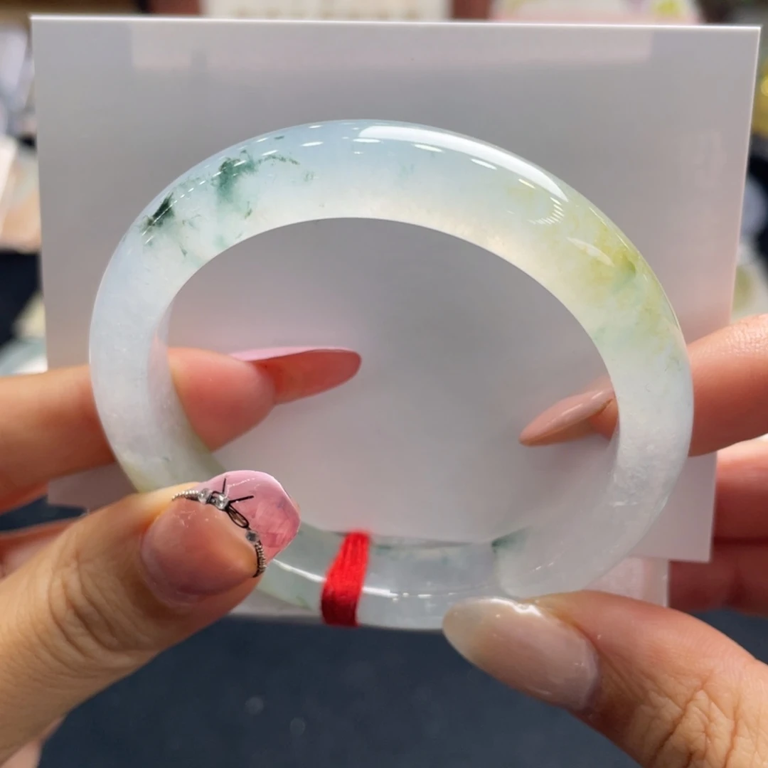 翡翠未镶嵌手镯21号 52.5正圈小黄花