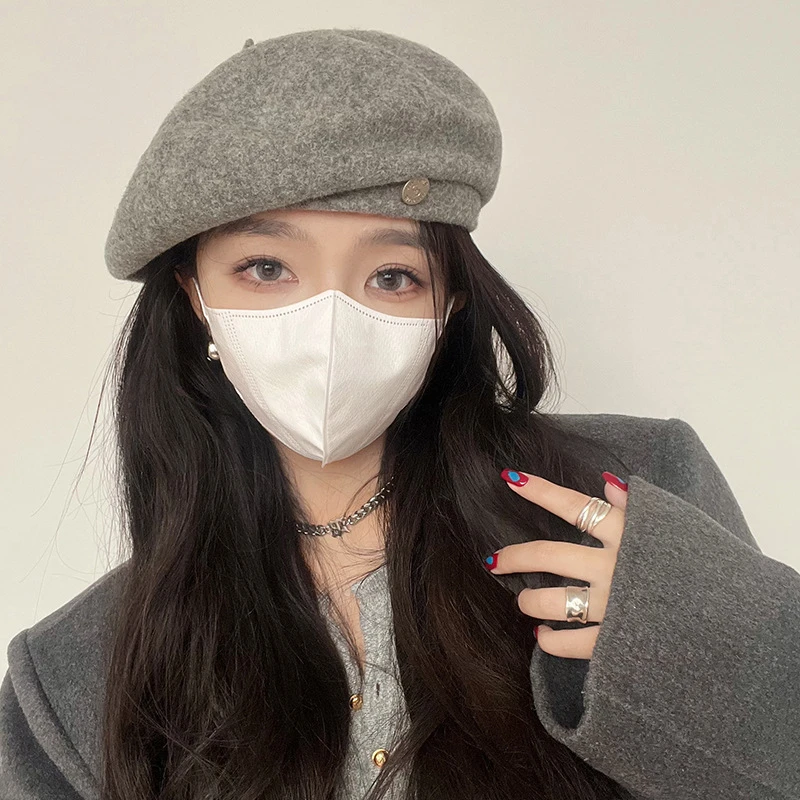 羊毛呢大头围贝雷帽子女款秋冬季新款韩版显脸小保暖画家帽