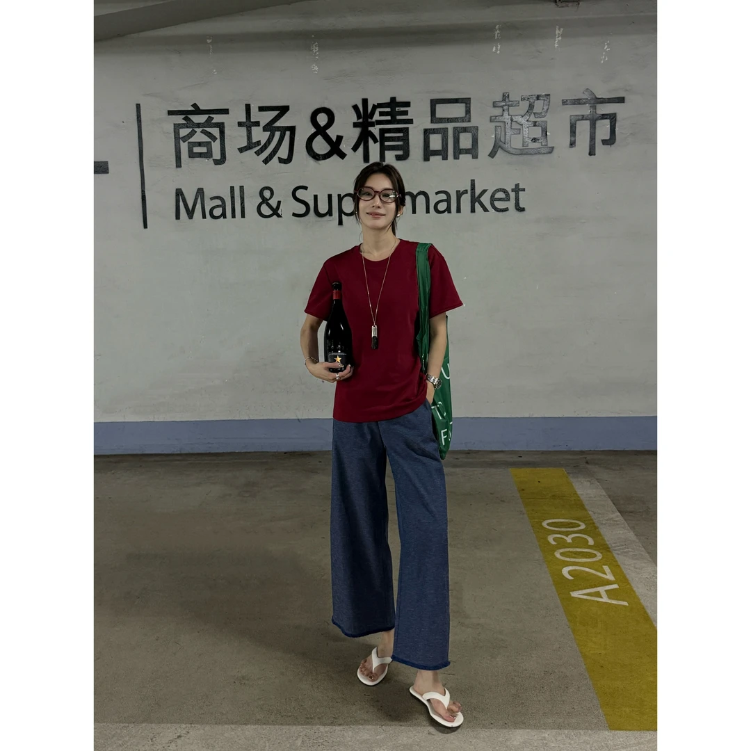 【左岸香颂】“九分亚麻裤”极简设计感流苏边拼接百搭显瘦休闲裤1531