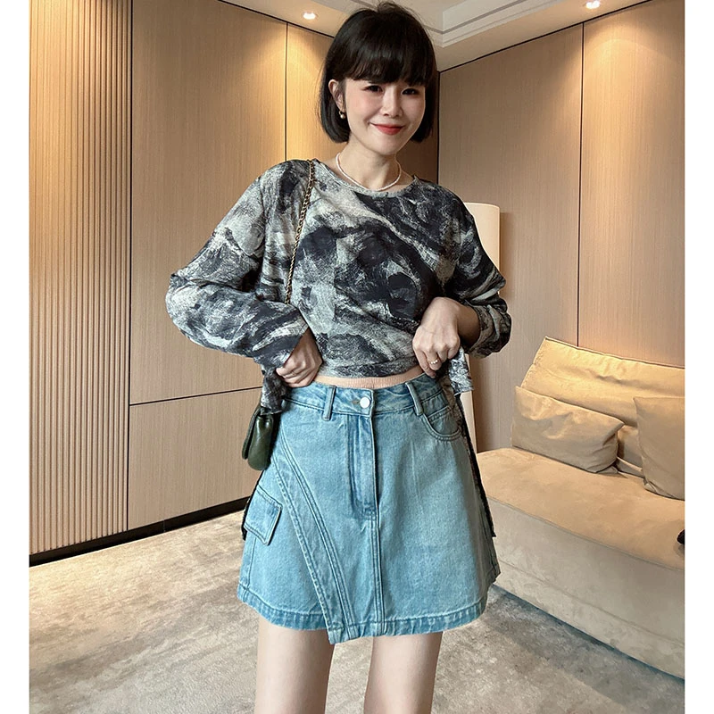 咔呐咪~夏季时尚高腰不规则A字阔腿短裤裙裤