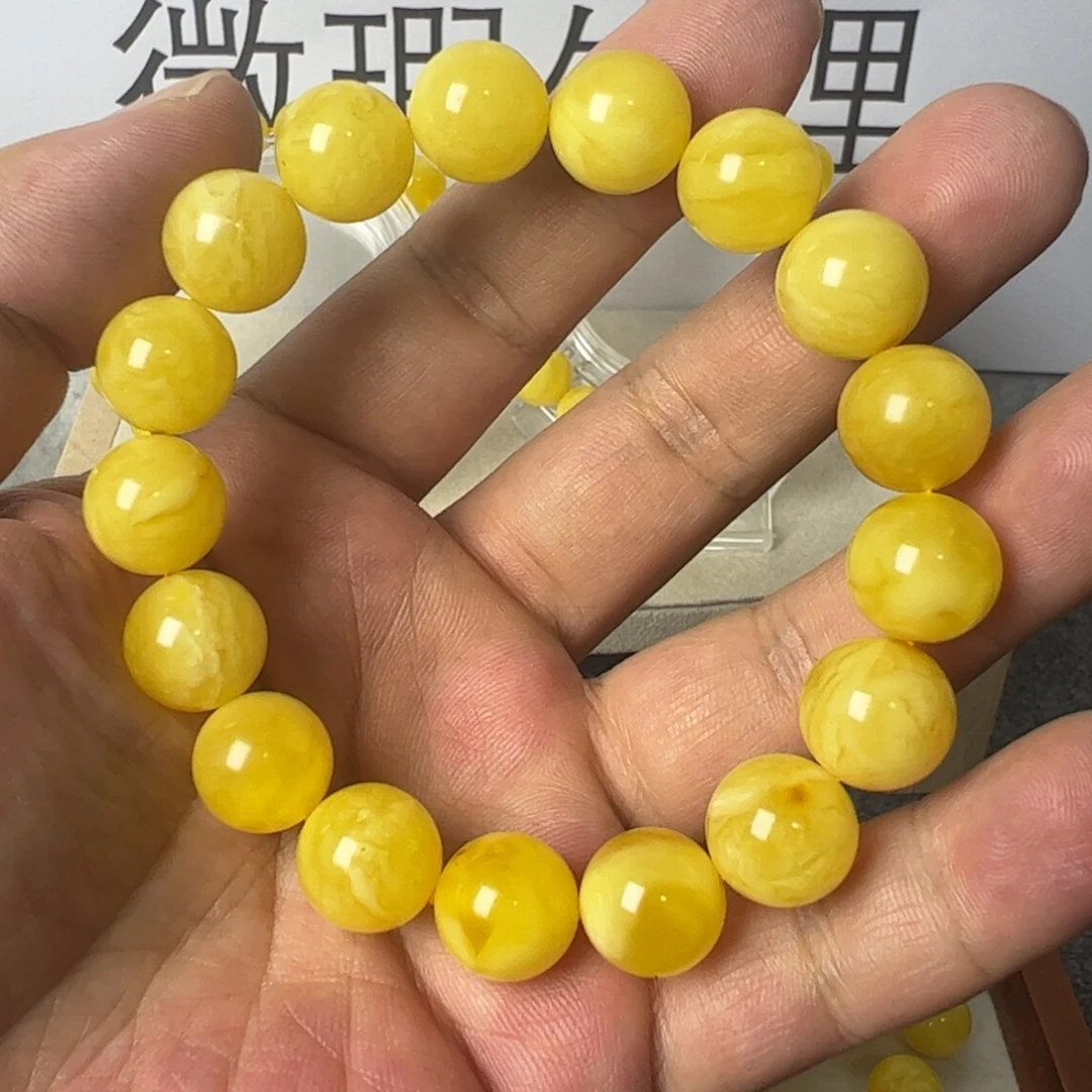 琥珀未镶嵌裸石微瑕手串卡12加
