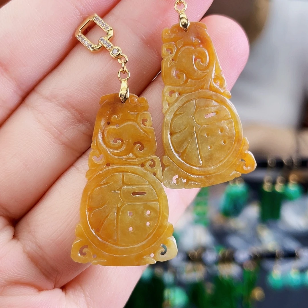 银S925镶嵌翡翠耳饰