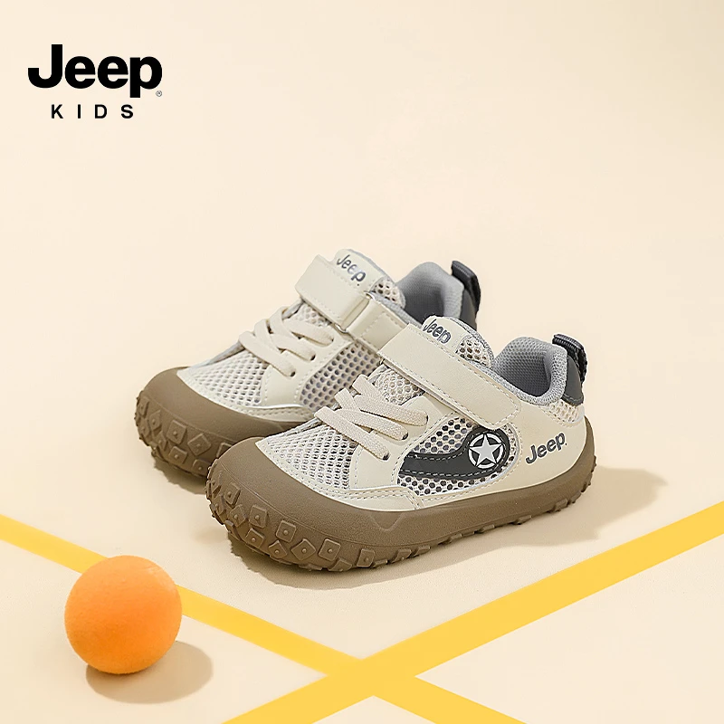 Jeep男童宝宝学步鞋夏季透气防滑防撞稳步鞋户外软底魔术贴机能鞋