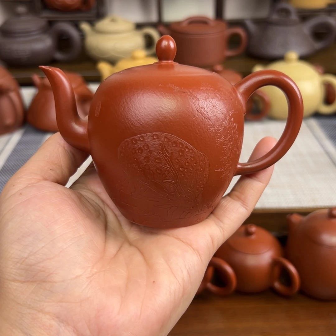 茶壶紫砂朱泥美人肩全手150cc