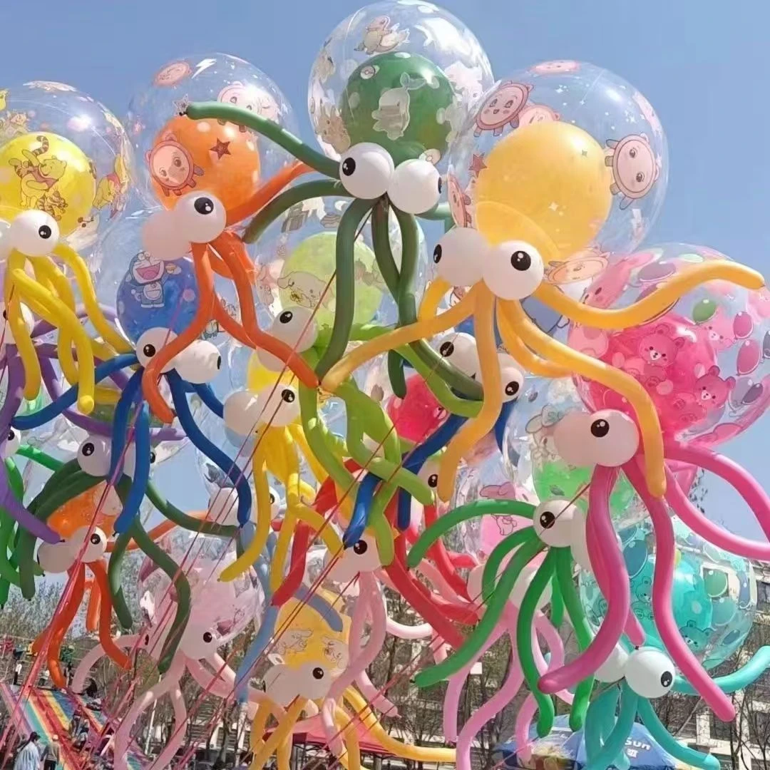 网红气球爆款卡通八爪鱼摆地摊印花波波球章鱼夜市飘空气球飞天