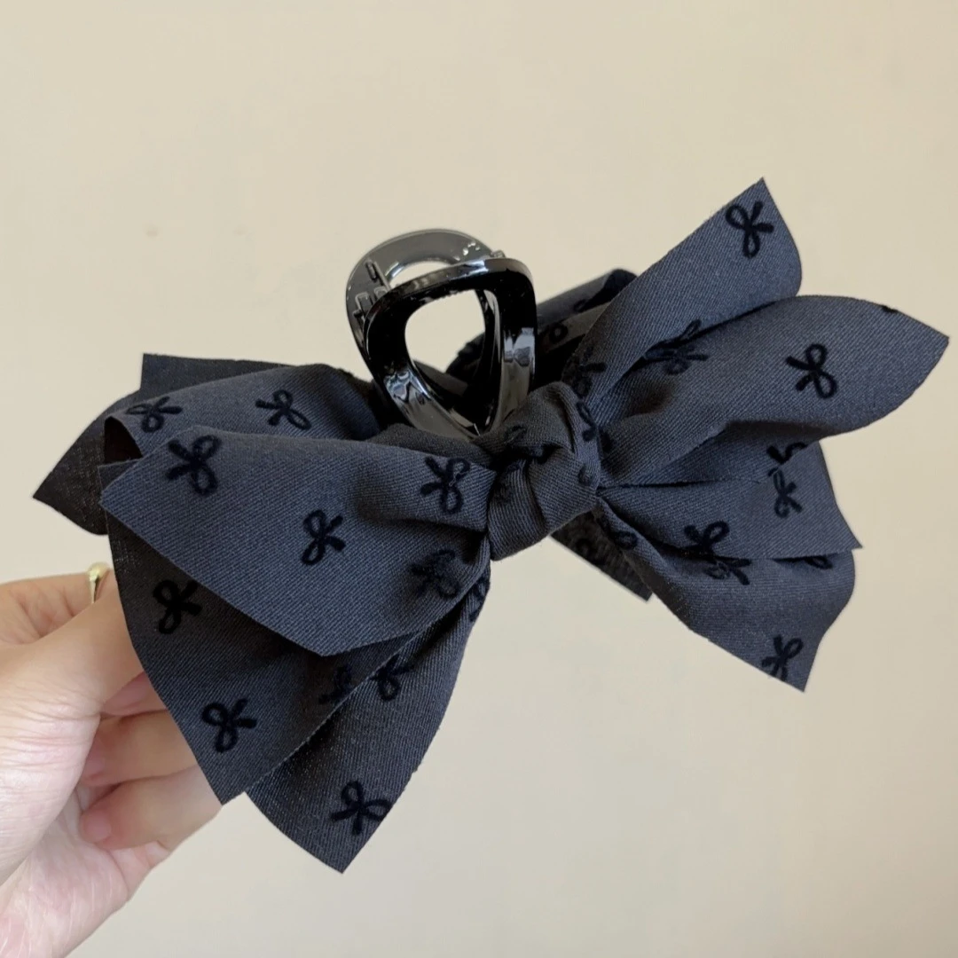 【Muusu】格雷系布艺蝴蝶结丸子夹高马尾抓夹复古优雅盘发鲨鱼夹女