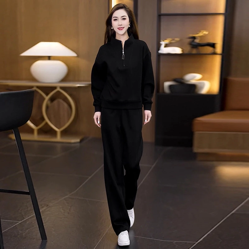 时尚套装女气质减龄显瘦2025春装新款百搭宽松休闲运动两件套