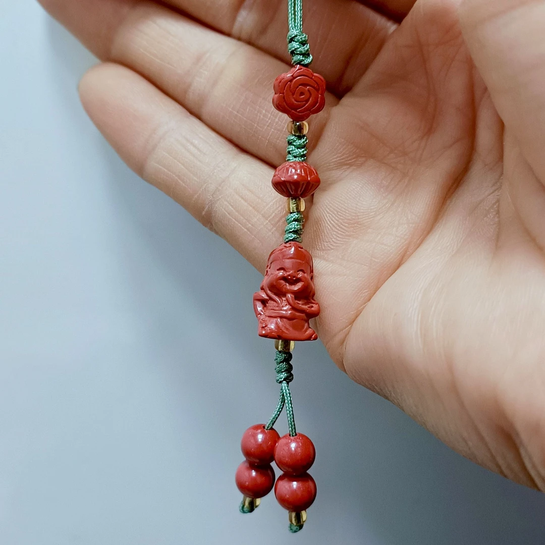 恋江南 含辰砂工艺品朱砂小关公手机挂件QS-0460-1