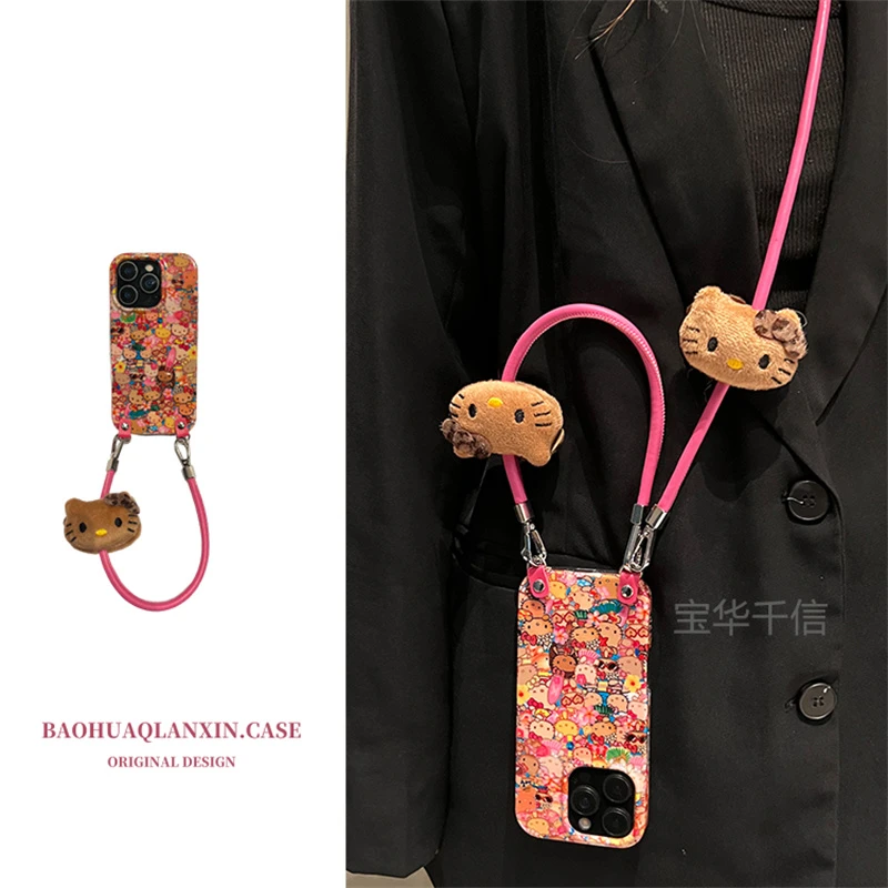 满屏度假风黑皮kt适用于苹果16promax手机壳15pro小众14pro卡通13