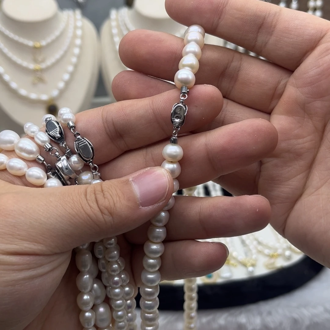 淡水珍珠项链未镶嵌银扣头