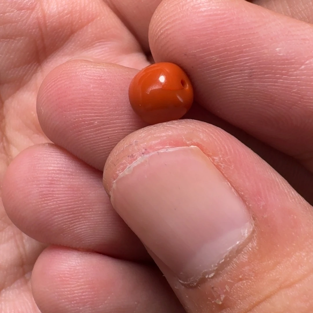 斯***特南红玛瑙单珠未镶嵌柿子红老型7.1mm