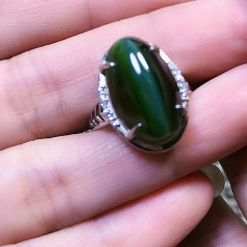 和田玉银S925镶嵌戒指