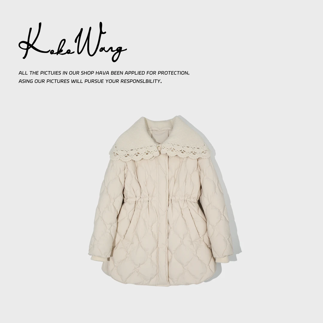 KOKO WANG红人上新勾花娃娃领收腰显瘦百搭鹅绒外套541534K03W41