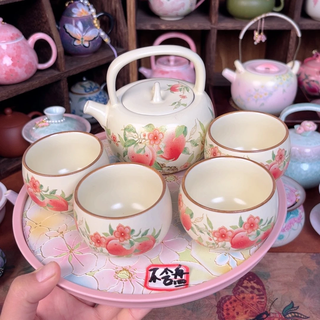 壶陶桃夭提梁壶套装