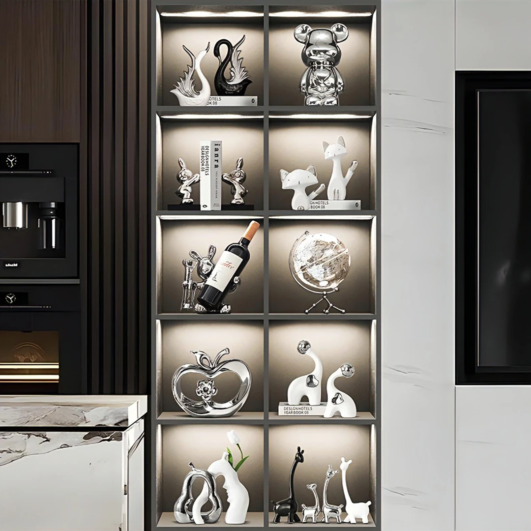 高颜值搭配简约创意玻璃柜摆件套装酒柜电视柜玄关柜摆件卧室