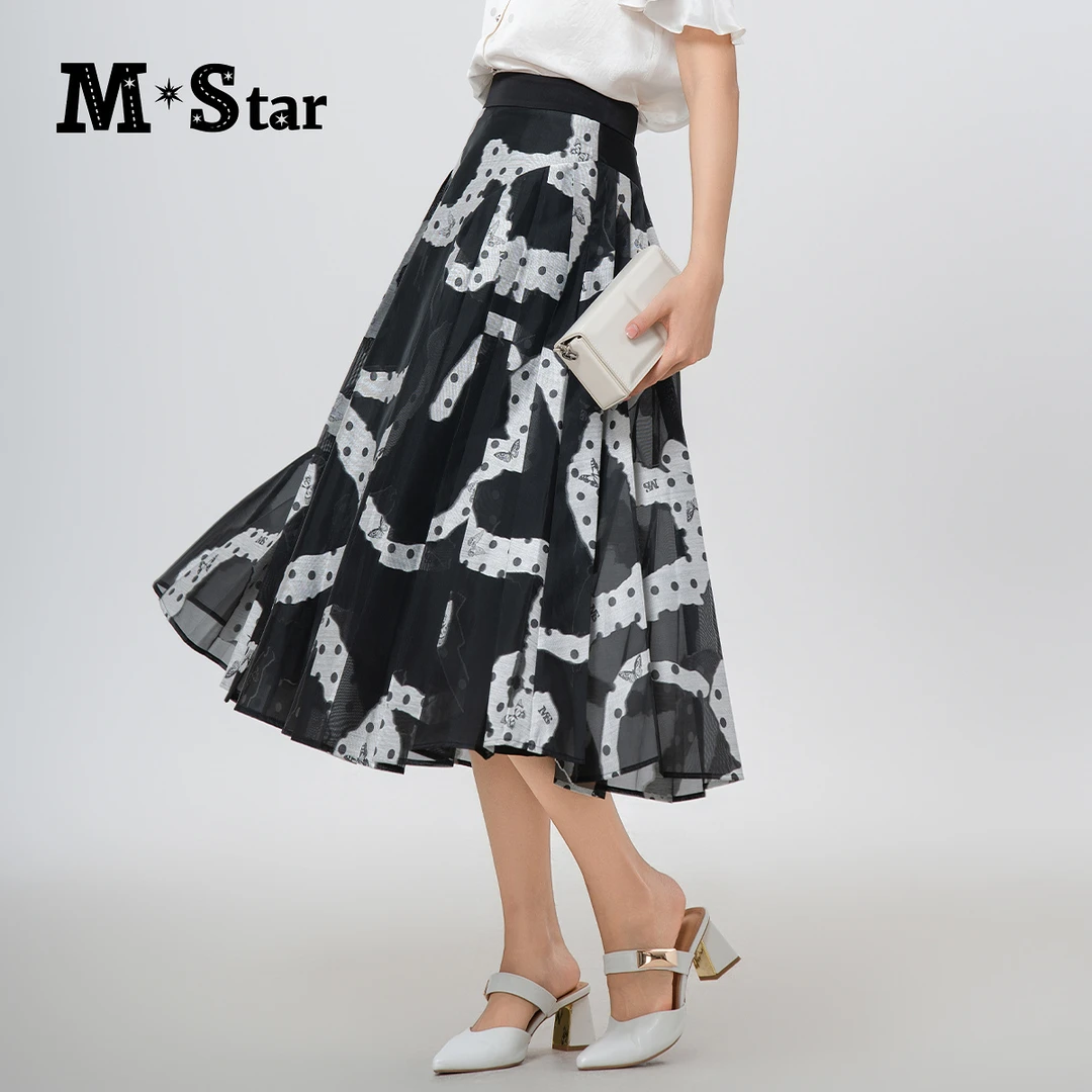 【许半夏推荐】M-Star气质高腰印花半身裙SFEQ122839