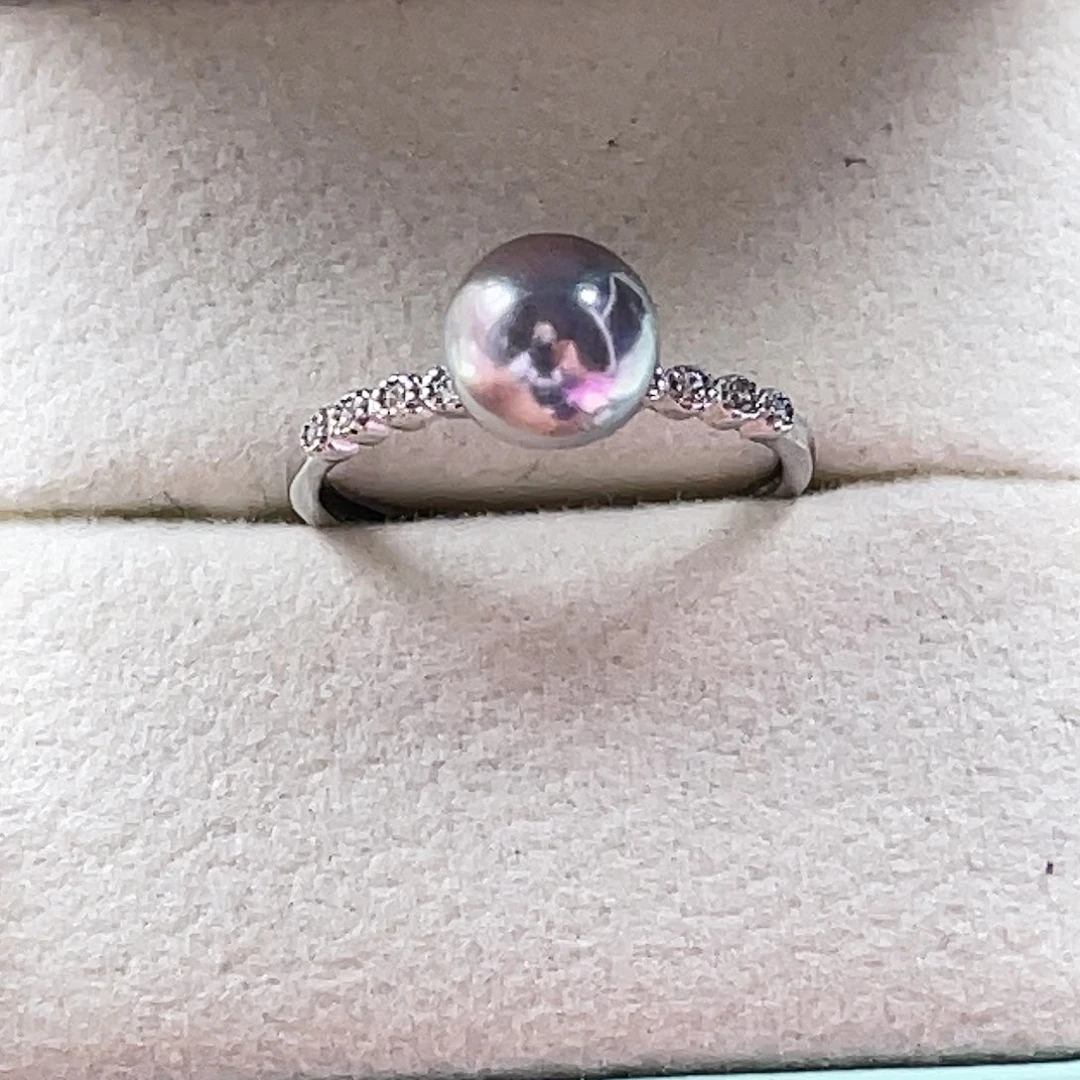 海水珍珠银S925镶嵌戒指