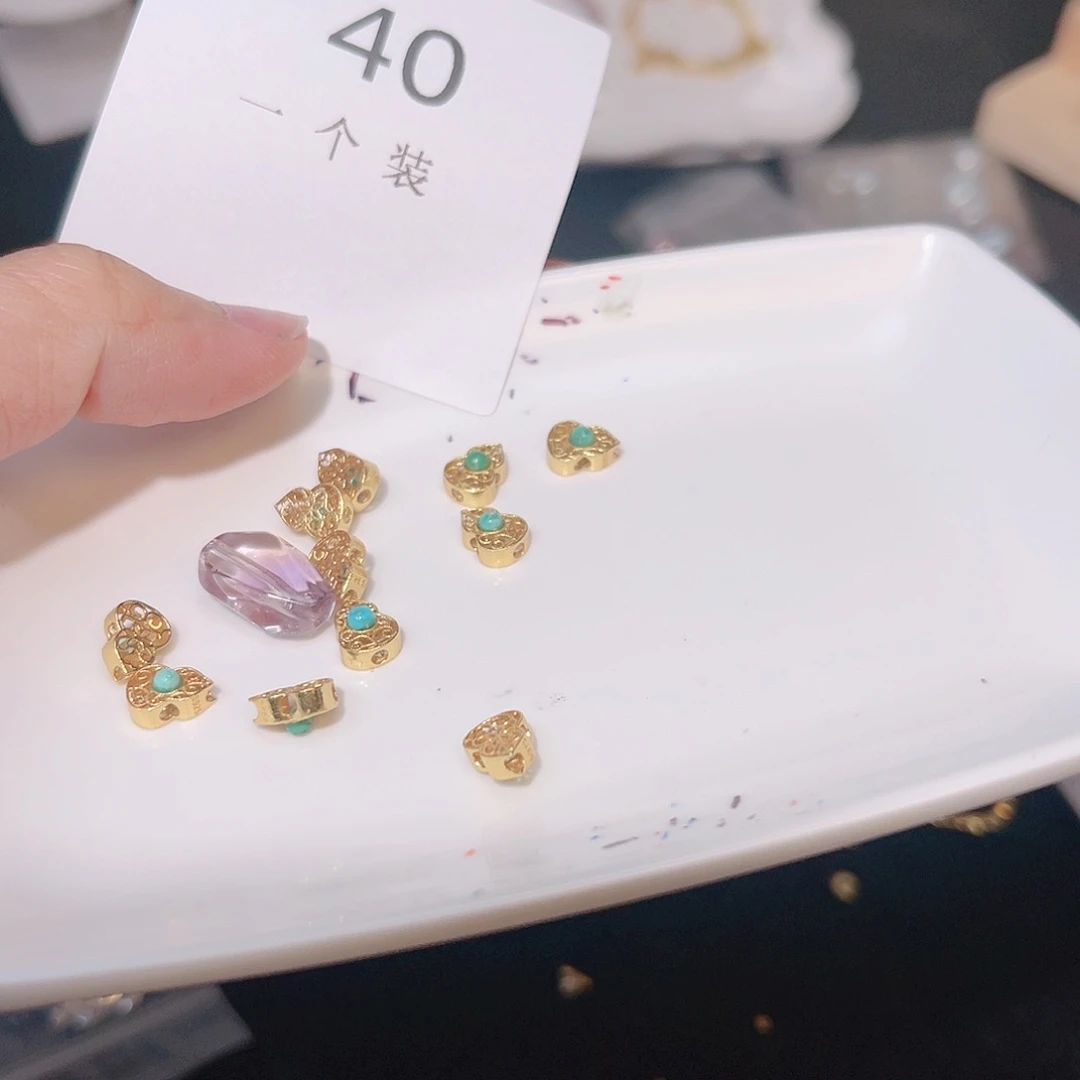 水晶珠宝半成品银S925镀金镶嵌40