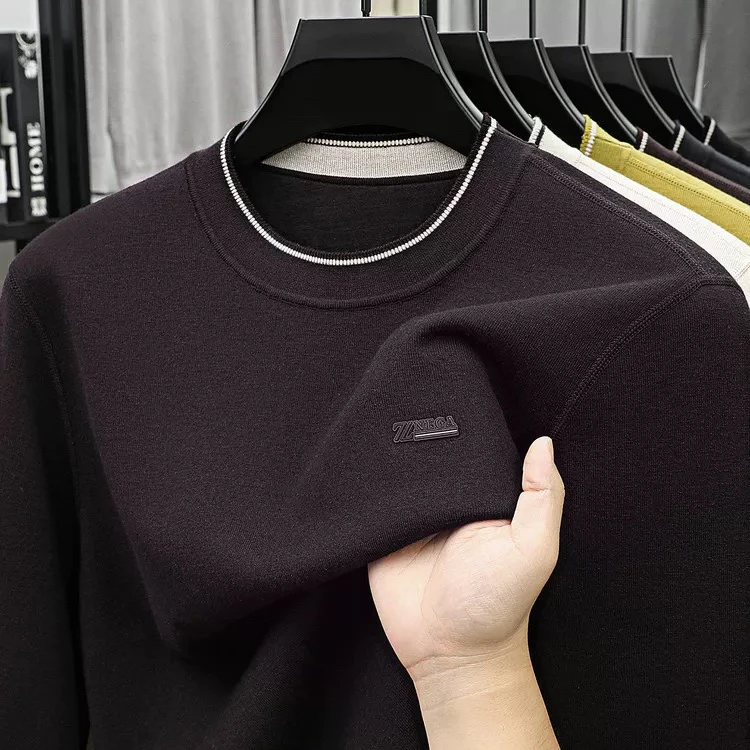 608003新款男士套头圆领加绒含长袖毛衣百搭时尚休闲