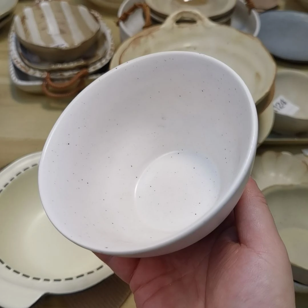 瓷片微瑕粗陶米饭碗两个一组