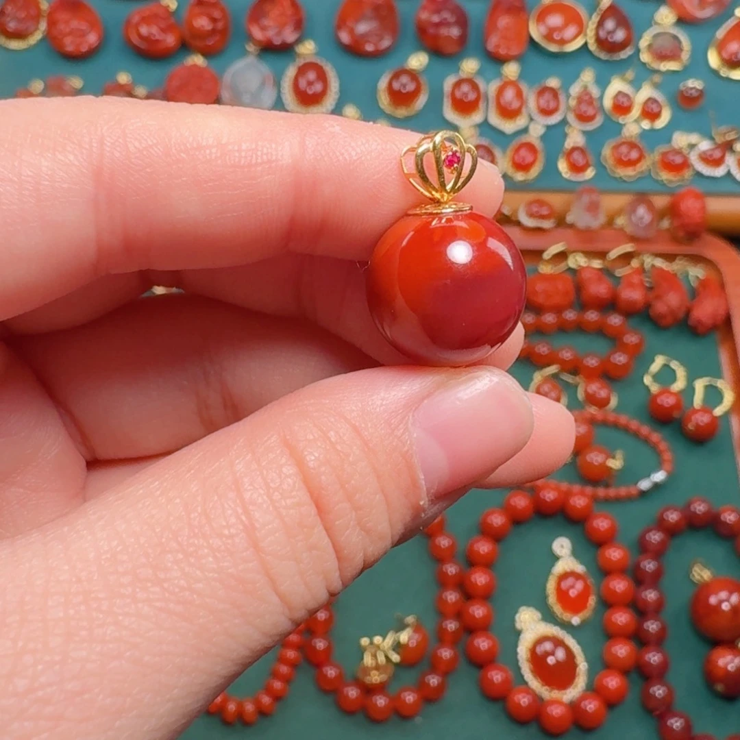 南红玛瑙南红18K金镶嵌