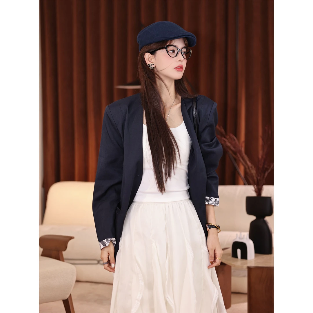 陈佳洁【出岛】拼接西装外套春季新款高级感气质休闲西服JP1666015