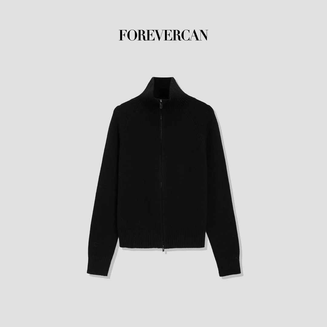 FOREVERCAN“随心配”高智学院风百搭高领翻领针织开衫外套 MY4351