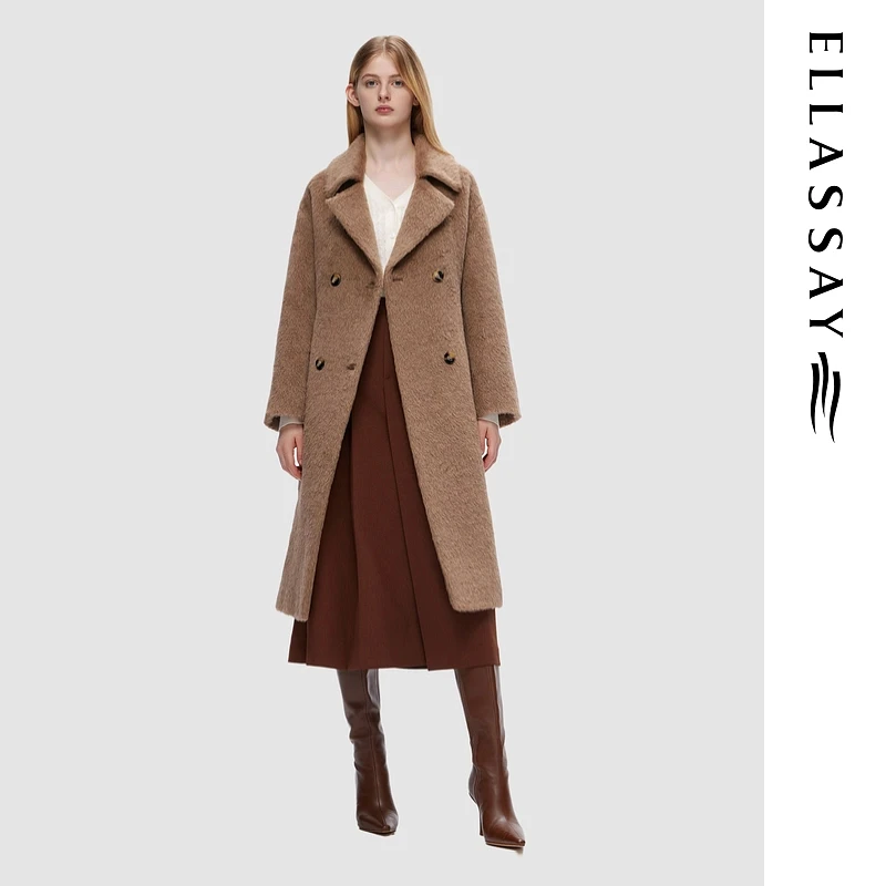 【晨粉专享】歌力思秋冬新款简约毛呢大衣EWD354D00900