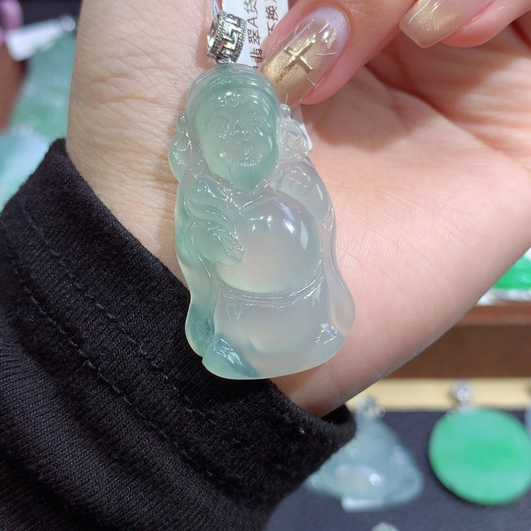 吊坠(不含链)18K金镶嵌翡翠