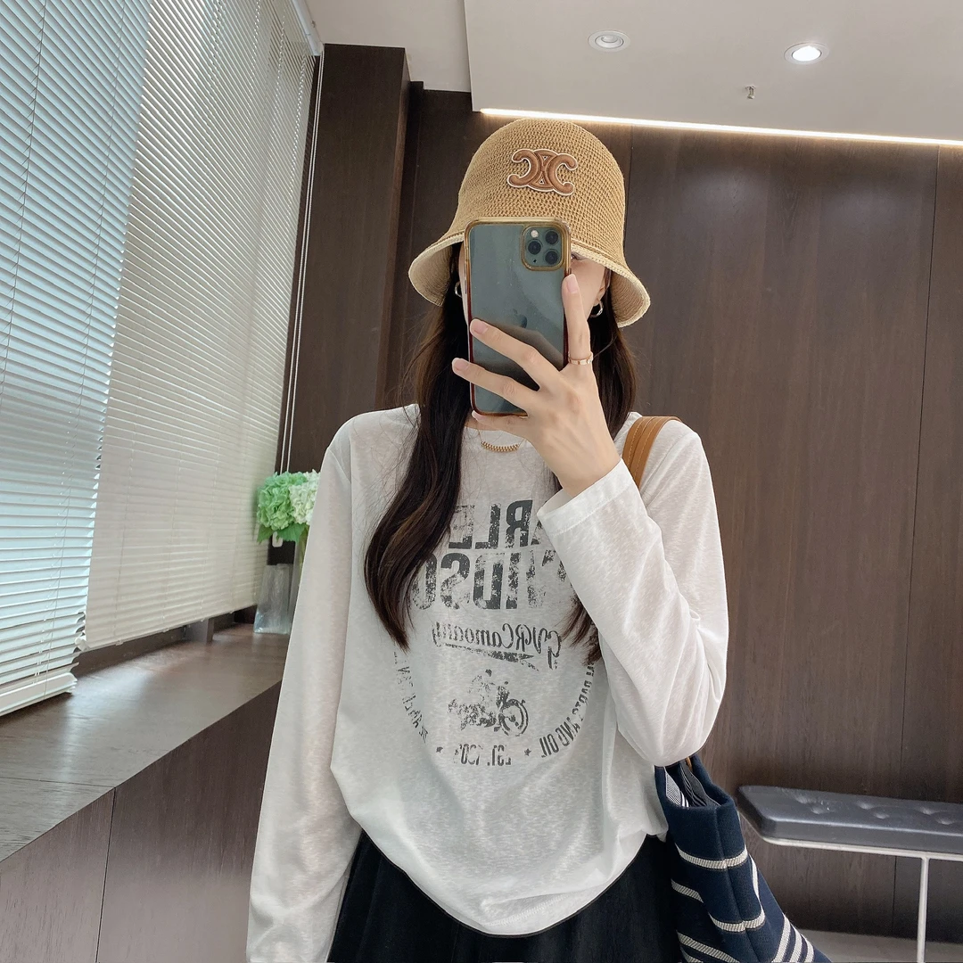 IMFLY金小金自制女装 莱赛尔T恤DYW9369韩系字母印花休闲打底上衣