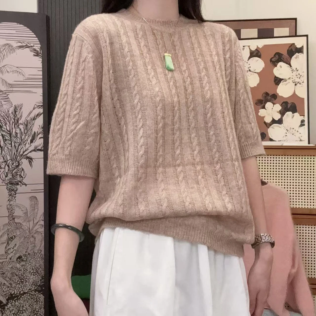 相菲一秋季薄款圆领宽松型针织气质纯色百搭时尚休闲女羊毛衫