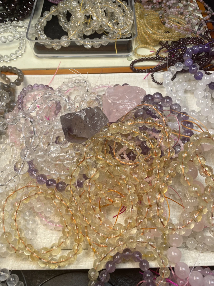 1号水晶天然石手串海蓝宝紫水晶粉水晶手链男女款单圈多圈多样发