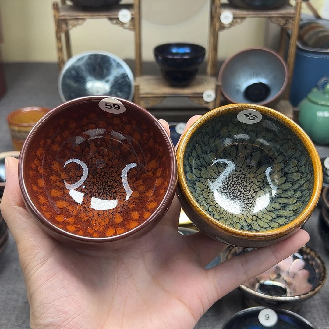 茶盏鹧鸪对杯手工带礼盒
