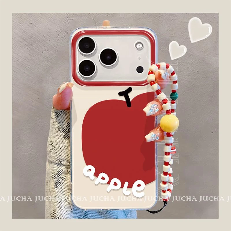 红色水果适用苹果17promax手机壳防摔华为pura80小众viviox200s女