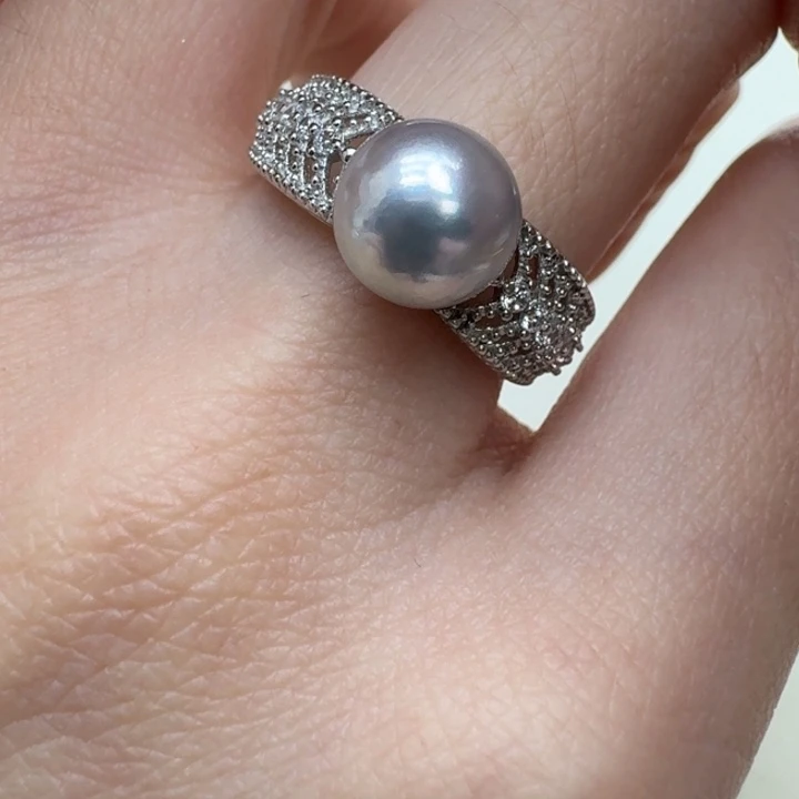 海水珍珠戒指银S925镶嵌