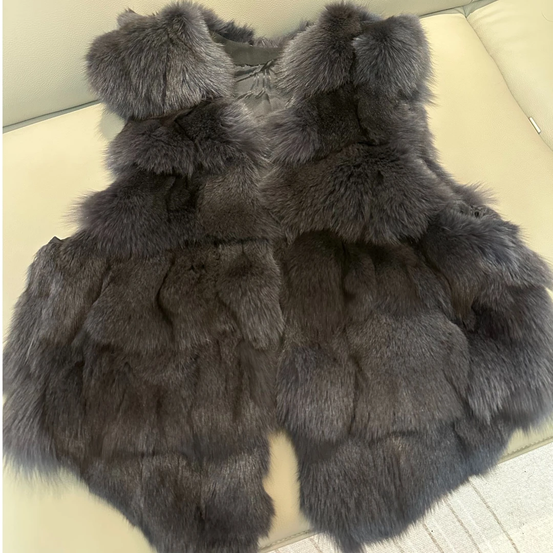 真狐狸毛皮毛一体时尚坎肩女款短款冬季外套女洋气时髦秋冬毛领