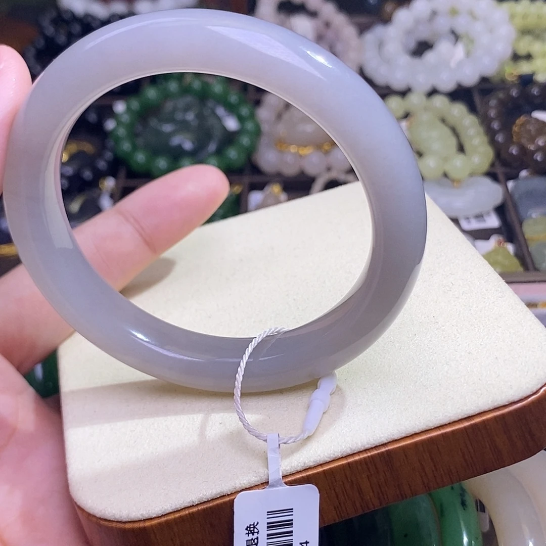 和田玉未镶嵌颈饰浓烟紫老料手镯58.5