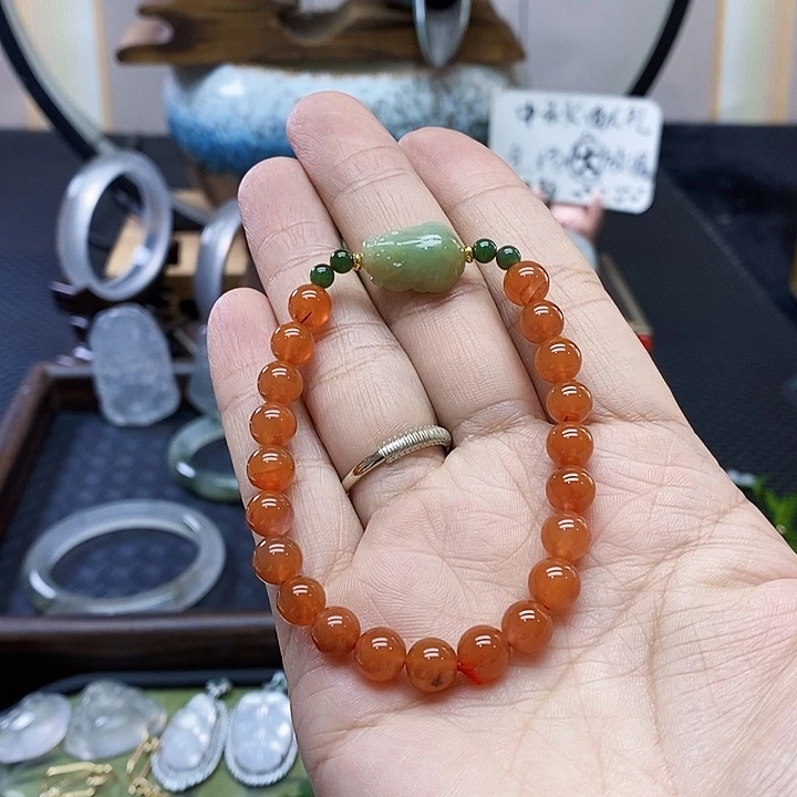 未镶嵌手镯石英质玉（金丝玉）