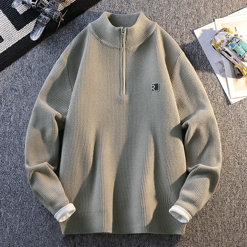 侨迪蒙拉轻奢立领半拉链男士针织衫高级感秋冬季休闲潮牌加厚毛衣