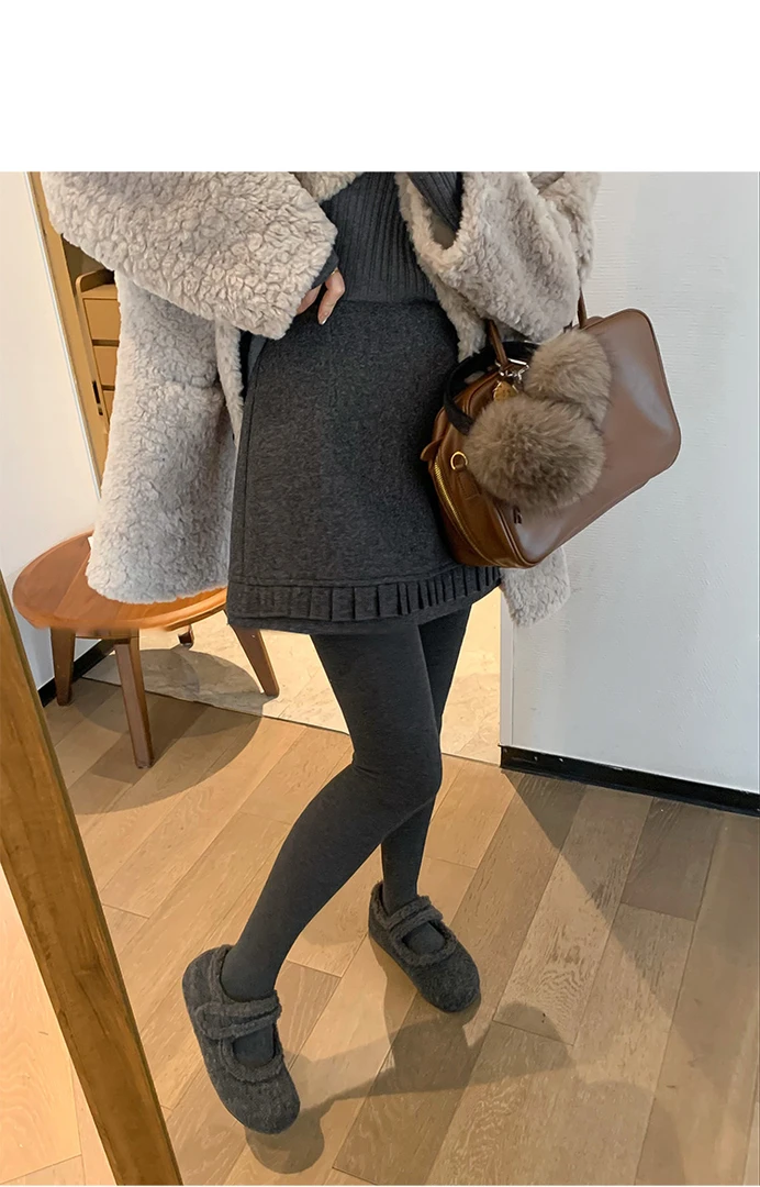 【Nai Li】8296 冬季时尚花边A字短裙显瘦高腰拉链裙子简约