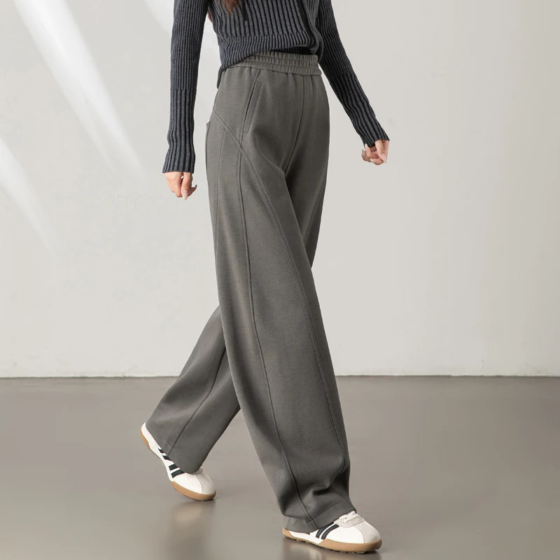 抹茶绿休闲裤女新款2025春秋爆款百搭休闲出游服装女阔腿弯刀裤子