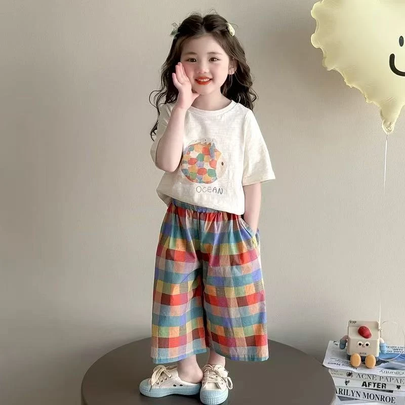 女童夏季套装2025新款洋气时髦儿童薄款衣服女宝宝夏装短袖两件套