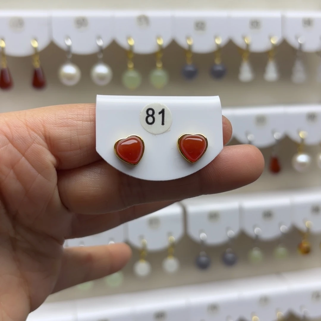 玛瑙/玉髓银S925镶嵌耳饰