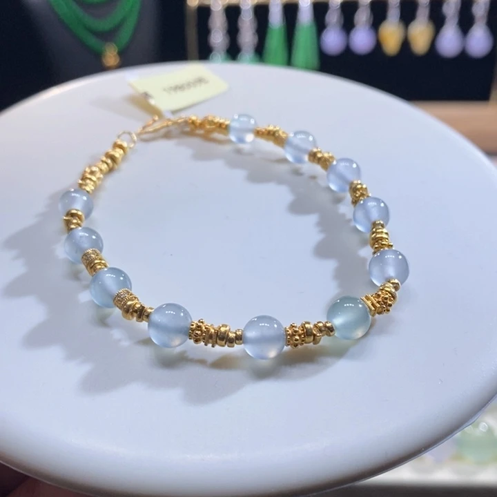 翡翠18K金镶嵌吊坠(不含链)翡翠高冰手链