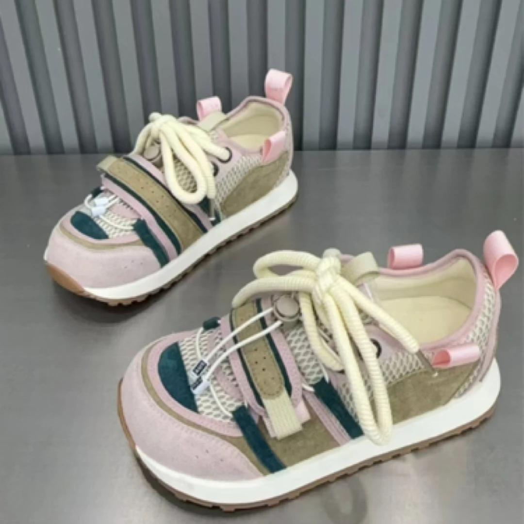 2809法娜微丑萌拼色魔术粘贴面包阿甘德鞋单网